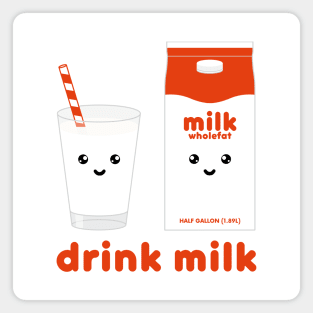 Drink milk Kawaii milk carton and milk glass Magnet